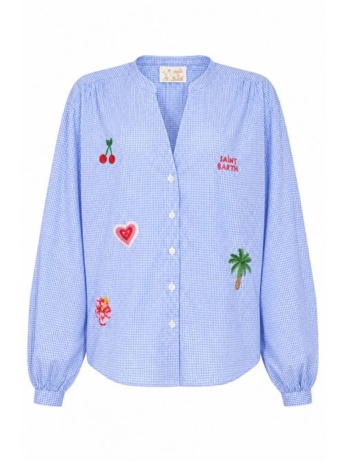 Camicia Liona in cotone Vichy con ricami Mc2 Saint Barth | LIO000100430L